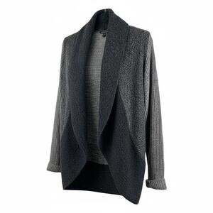 Eileen Fisher Yak Wool Silk Color-Block Open-Front Cardigan – Small